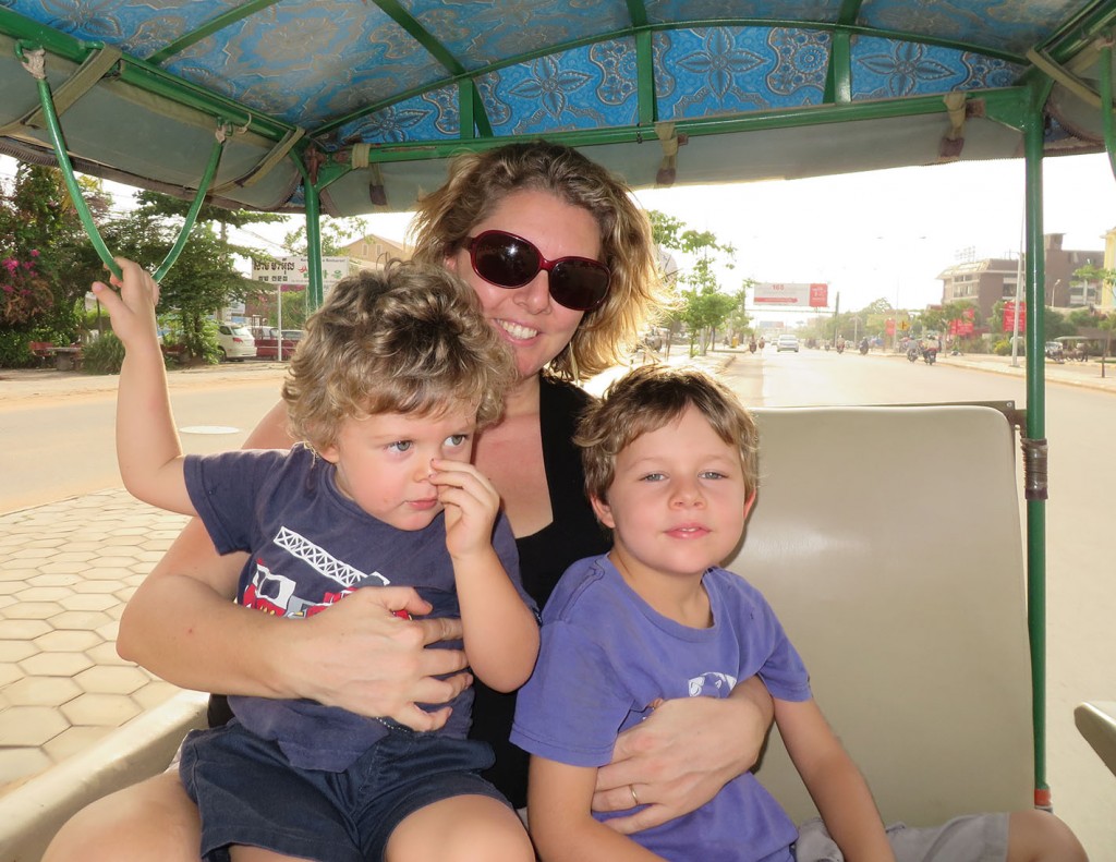 jen, Tom and Milo in the Tuk Tuk