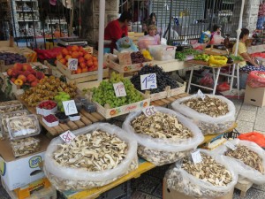 Piles of dried mushrooms